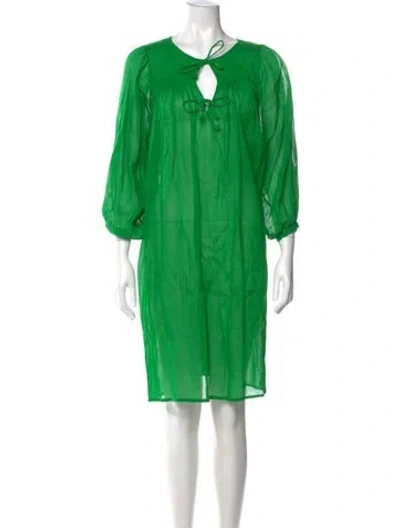 Pre-owned Matta Scoop Neck Knee-length Dress In Green