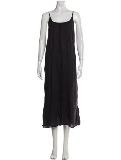 Pre-owned Matta Scoop Neck Midi Length Dress In Black
