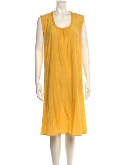 Pre-owned Matta Scoop Neck Midi Length Dress In Yellow