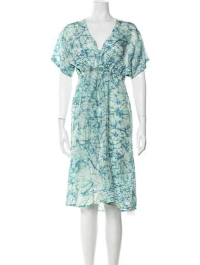 Pre-owned Matta Silk Midi Length Dress In Blue