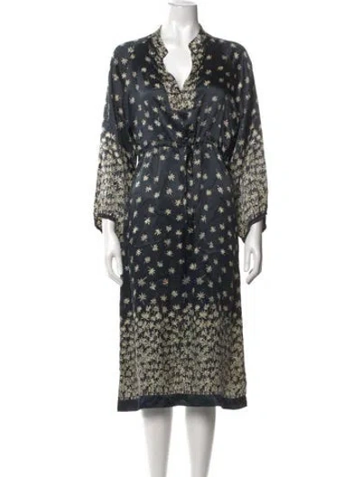 Pre-owned Matta Silk Midi Length Dress In Blue