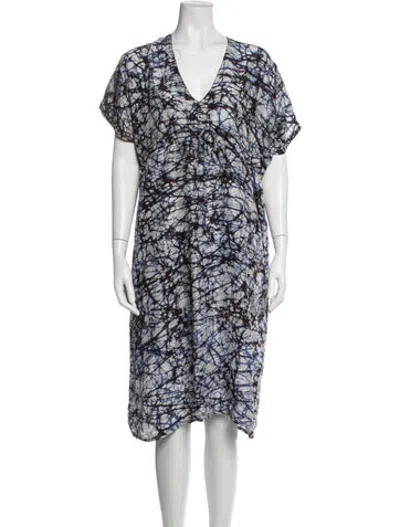 Pre-owned Matta Silk Midi Length Dress In Blue