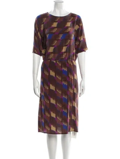 Pre-owned Matta Silk Midi Length Dress In Brown