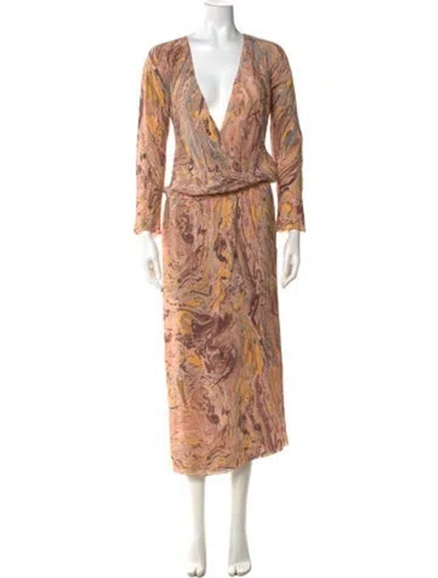 Pre-owned Matta Silk Midi Length Dress In Multi