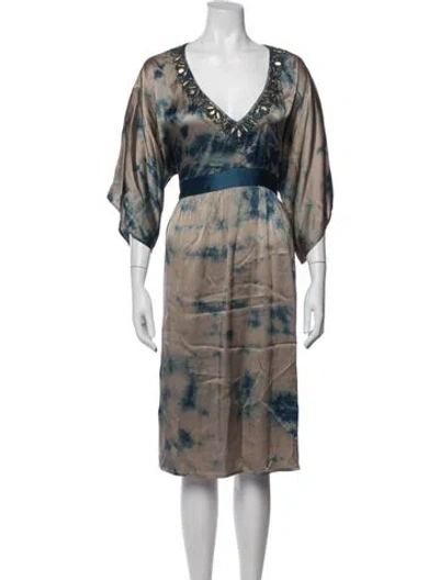Pre-owned Matta Silk Midi Length Dress In Multicolor