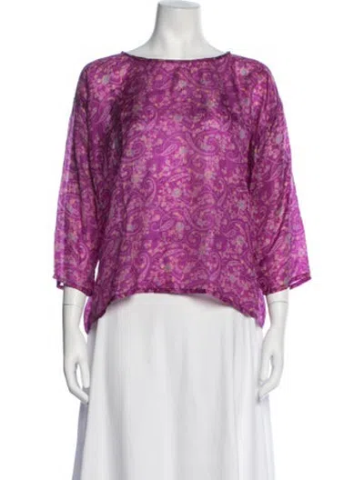 Pre-owned Matta Silk Paisley Print Top In Pink