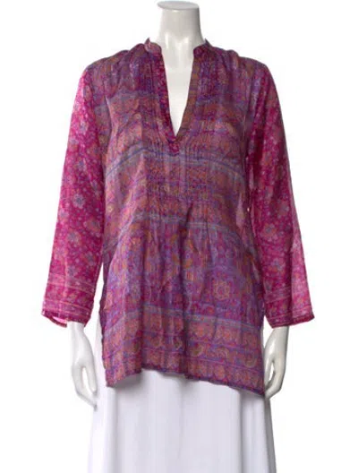 Pre-owned Matta Silk Printed Tunic In Purple