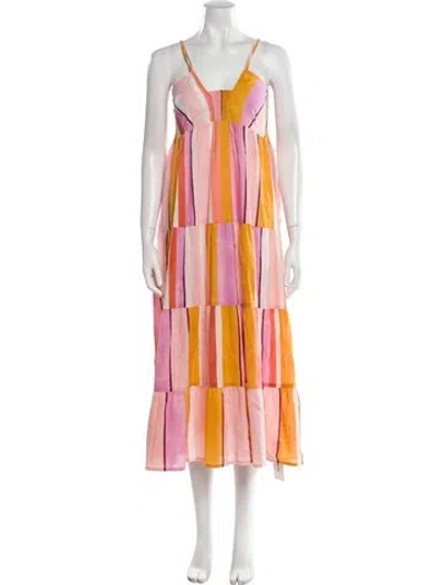 Pre-owned Matta Striped Long Dress In Pink