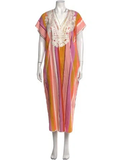 Pre-owned Matta Striped Long Dress In Pink