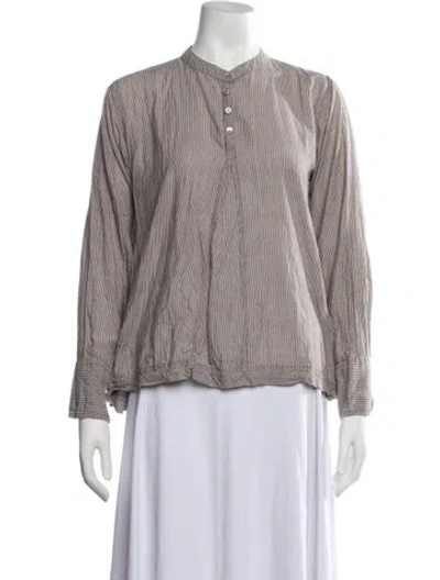 Pre-owned Matta Striped Long Sleeve Top In Grey