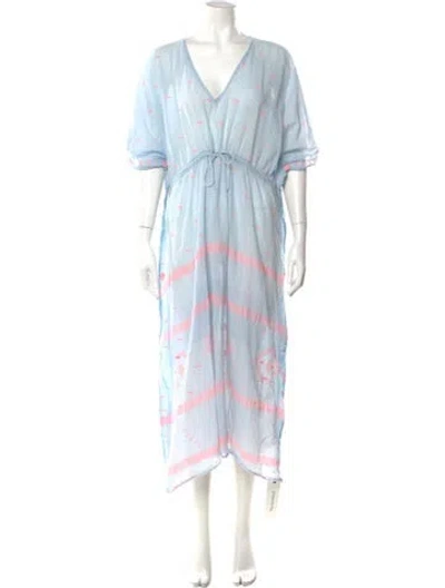 Pre-owned Matta Striped Midi Length Dress In Blue