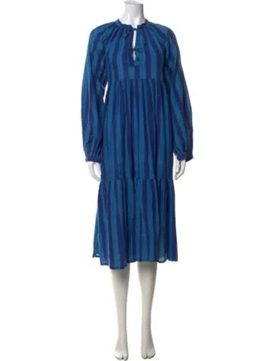Pre-owned Matta Striped Midi Length Dress In Blue