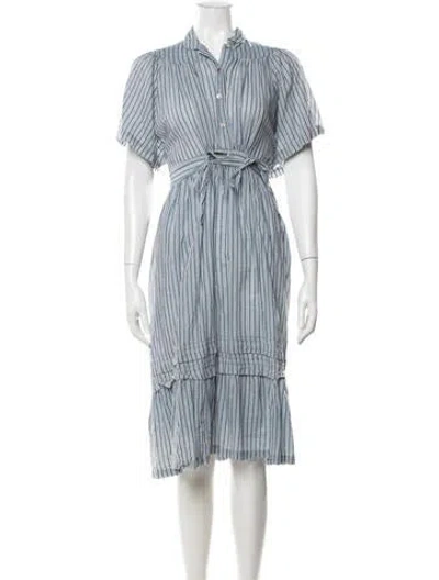 Pre-owned Matta Striped Midi Length Dress In Blue