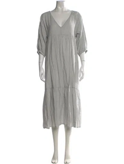 Pre-owned Matta Striped Midi Length Dress In Gray