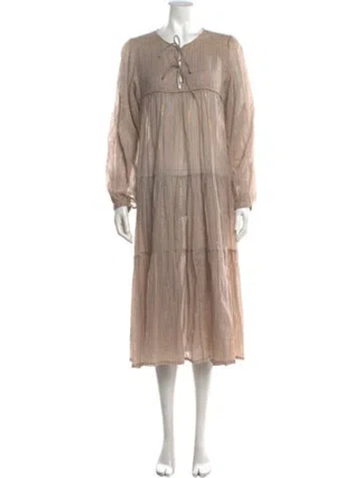 Pre-owned Matta Striped Midi Length Dress In Neutral