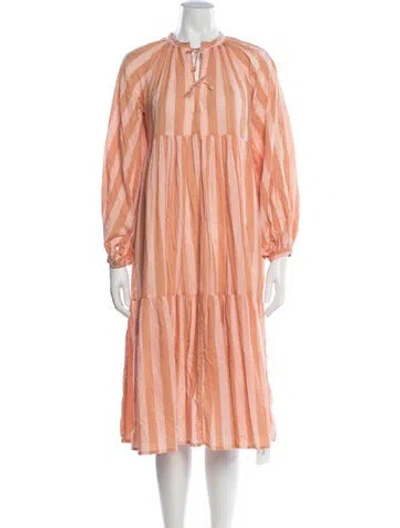 Pre-owned Matta Striped Midi Length Dress In Pink