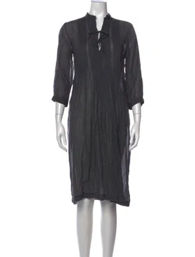 Pre-owned Matta Tie Neck Knee-length Dress In Gray