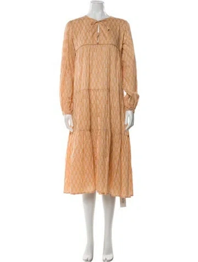 Pre-owned Matta Tie Neck Long Dress In Orange