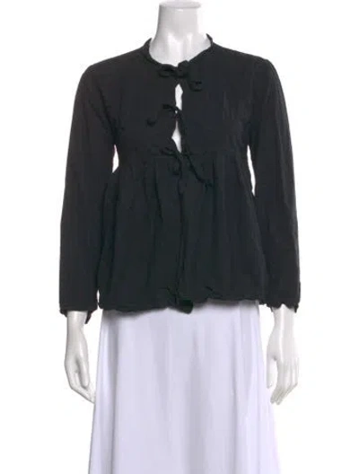 Pre-owned Matta Tie Neck Long Sleeve Blouse In Black