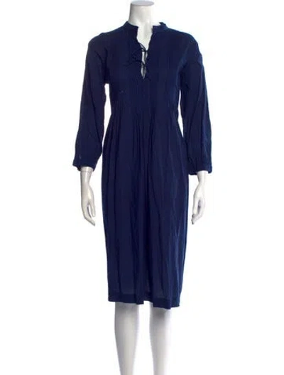 Pre-owned Matta Tie Neck Midi Length Dress W/ Tags In Blue