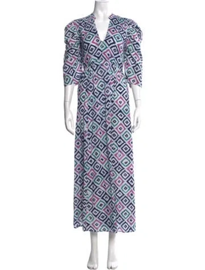 Pre-owned Matta Tie-dye Print Long Dress In Blue