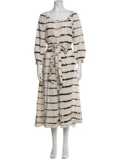 Pre-owned Matta Tie-dye Print Midi Length Dress In Black/neutrals