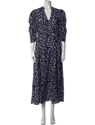 Pre-owned Matta Tie-dye Print Midi Length Dress In Blue