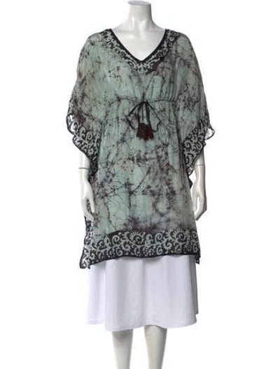 Pre-owned Matta Tie-dye Print V-neck Tunic In Green