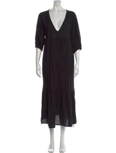 Pre-owned Matta V-neck Long Dress In Black