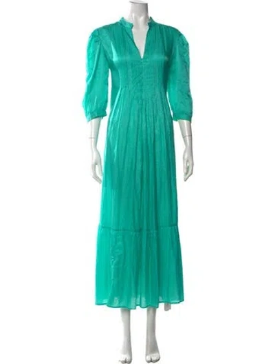Pre-owned Matta V-neck Long Dress In Blue