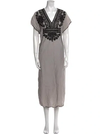 Pre-owned Matta V-neck Long Dress In Gray