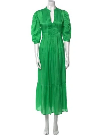 Pre-owned Matta V-neck Long Dress In Green