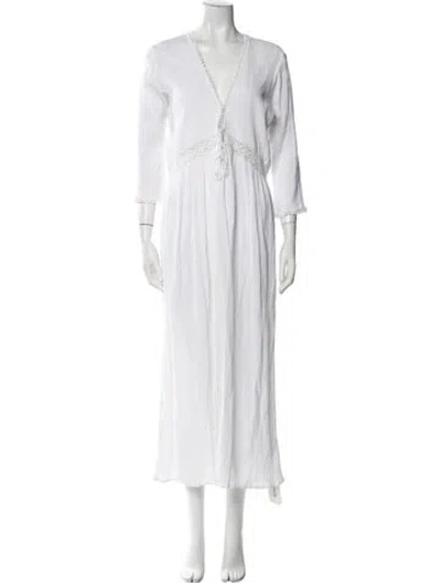 Pre-owned Matta V-neck Long Dress In White