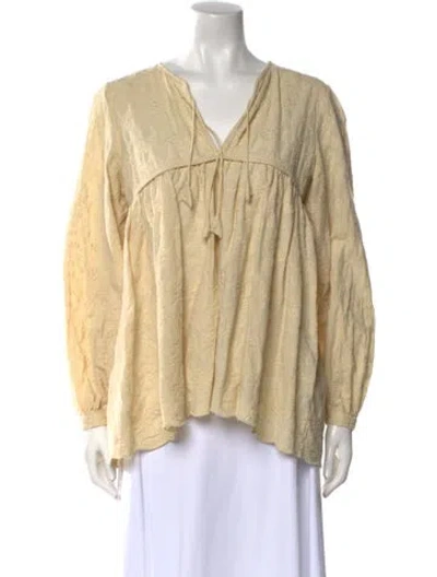 Pre-owned Matta V-neck Long Sleeve Blouse In Neutral