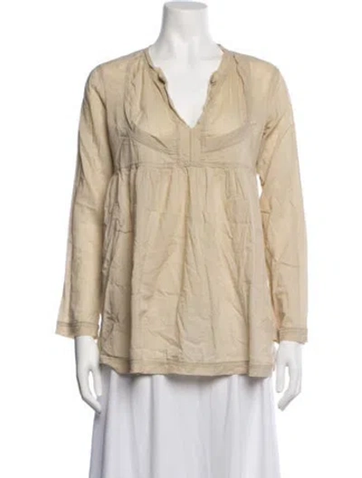 Pre-owned Matta V-neck Long Sleeve Top In Neutrals