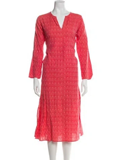 Pre-owned Matta V-neck Midi Length Dress In Multi