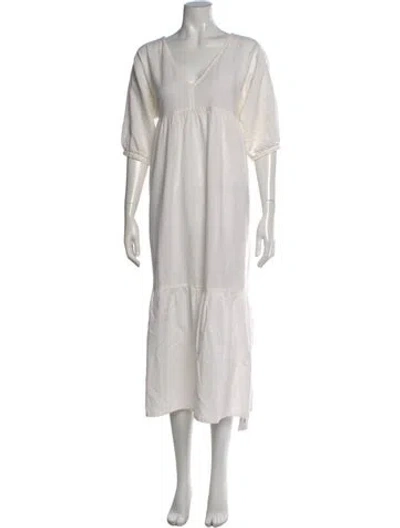 Pre-owned Matta V-neck Midi Length Dress In Neutral