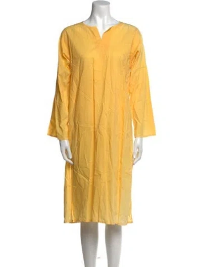 Pre-owned Matta V-neck Midi Length Dress In Yellow