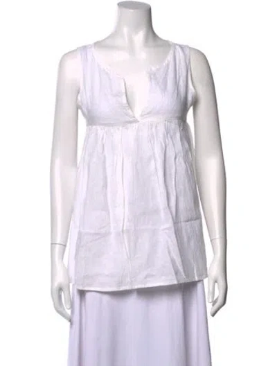 Pre-owned Matta V-neck Sleeveless Top In White