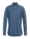 Mattabisch Man Denim Shirt Blue Size 17 Cotton In Blue