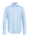 Mattabisch Man Shirt Azure Size 17 Cotton In Blue