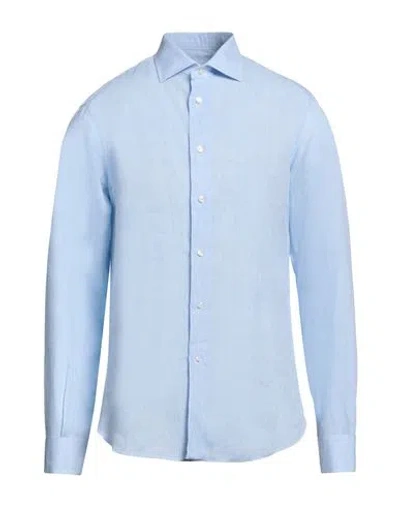 Mattabisch Man Shirt Sky Blue Size 17 Linen