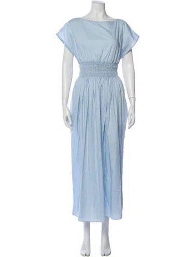 Pre-owned Matteau Bateau Neckline Long Dress In Blue