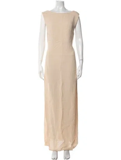 Pre-owned Matteau Bateau Neckline Long Dress In Neutrals