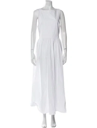 Pre-owned Matteau Bateau Neckline Long Dress In White