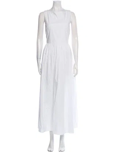 Pre-owned Matteau Bateau Neckline Long Dress In White