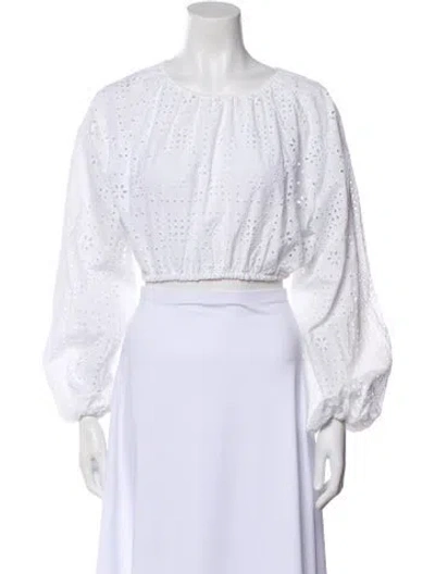 Pre-owned Matteau Bateau Neckline Long Sleeve Crop Top In White