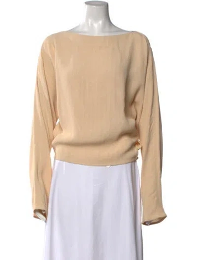 Pre-owned Matteau Bateau Neckline Long Sleeve Top In Neutrals