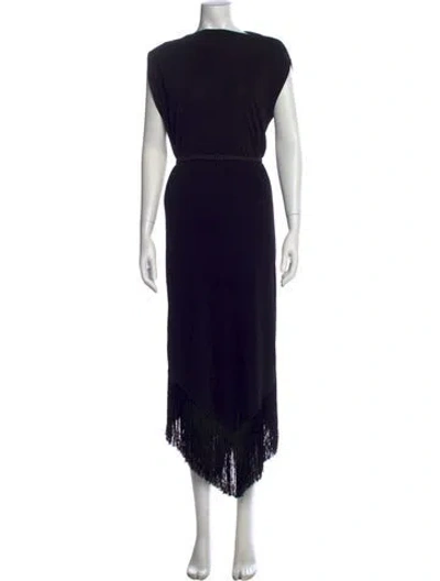 Pre-owned Matteau Bateau Neckline Midi Length Dress W/ Tags In Black
