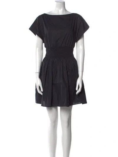Pre-owned Matteau Bateau Neckline Mini Dress In Black